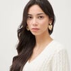 Pull droit col v manches longues ecru femme