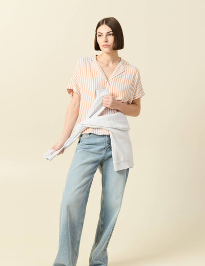 Chemise manches 3/4 orange femme
