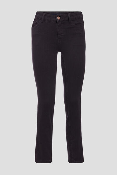 Jeans regular 7/8ème denim noir femme