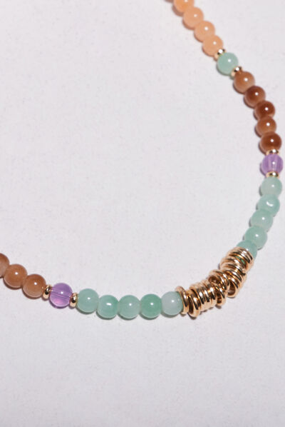 Collier avec perles rose clair femme