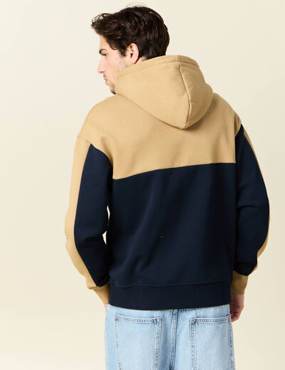 Sweat à capuche doublée bleu marine homme