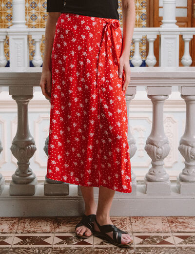 Jupe fluide rouge femme