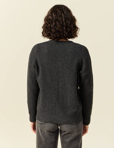 Gilet manches longues gris fonc&eacute; femme