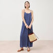Robe longue fines bretelles col rond bleu marine femme