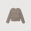 Veste &agrave; carreaux manches longues marron femme