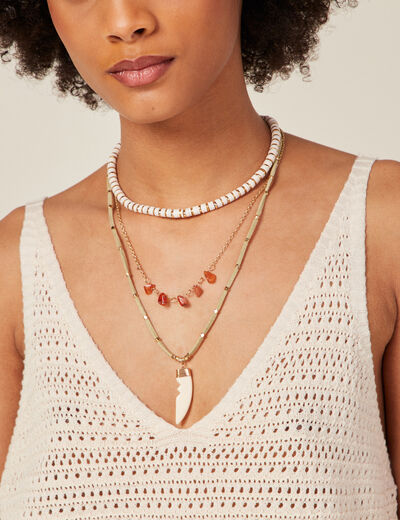 Collier multirangs ecru femme