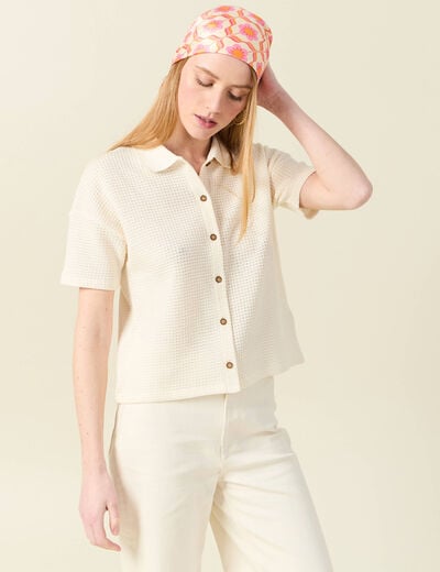 Polo manches courtes creme femme