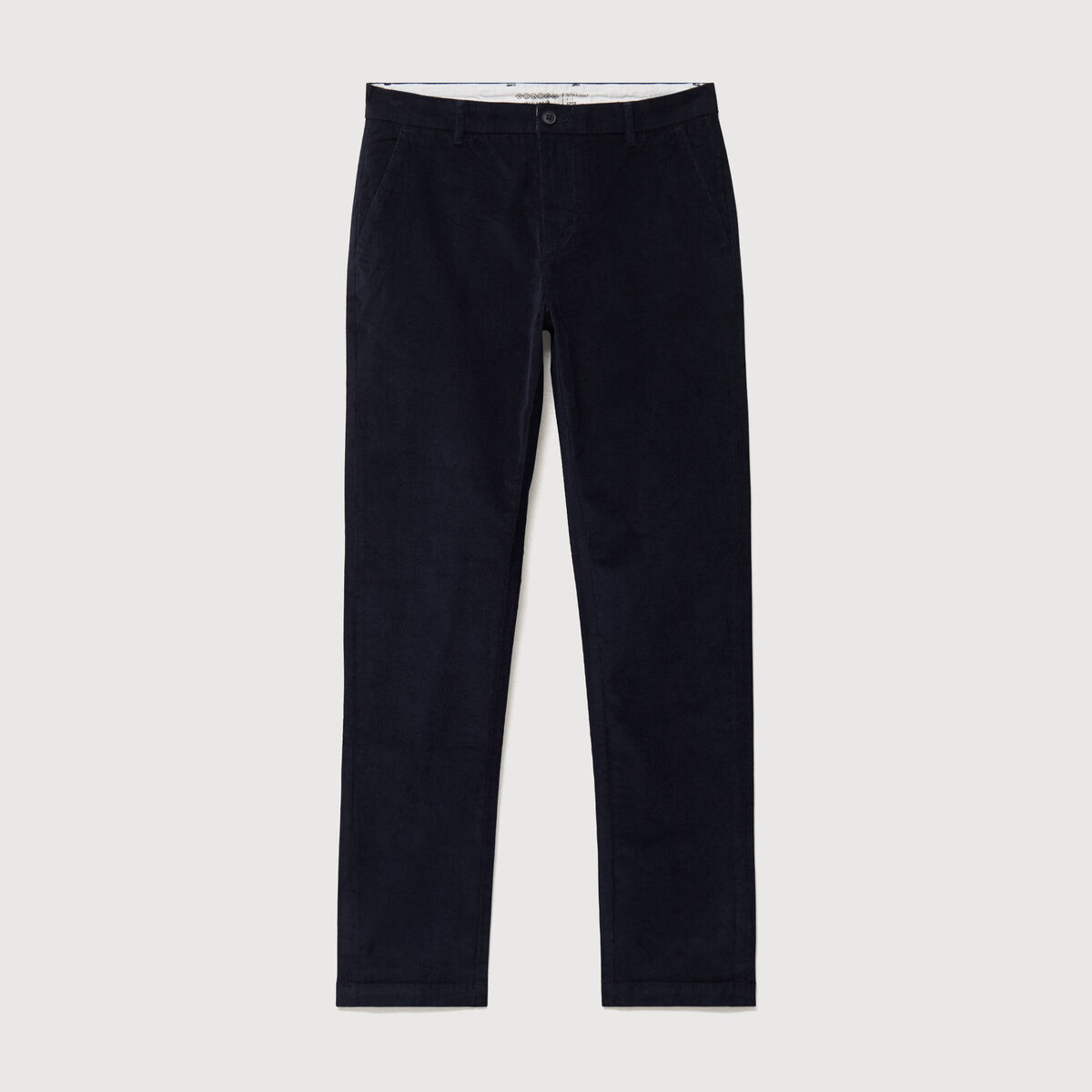 Pantalon straight velours longueur 32 bleu marine homme