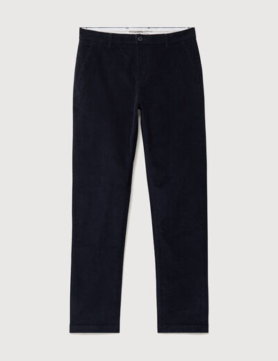 Pantalon straight velours longueur 32 bleu marine homme