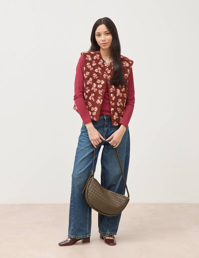 Gilet sans manches r&eacute;versible rouge fonc&eacute; femme