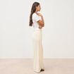 Pantalon large taille haute ceinture ivoire femme
