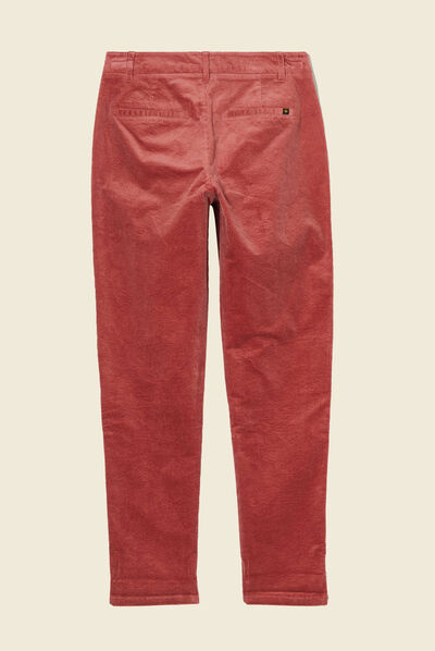 Pantalon chino velours côtelé vieux rose femme