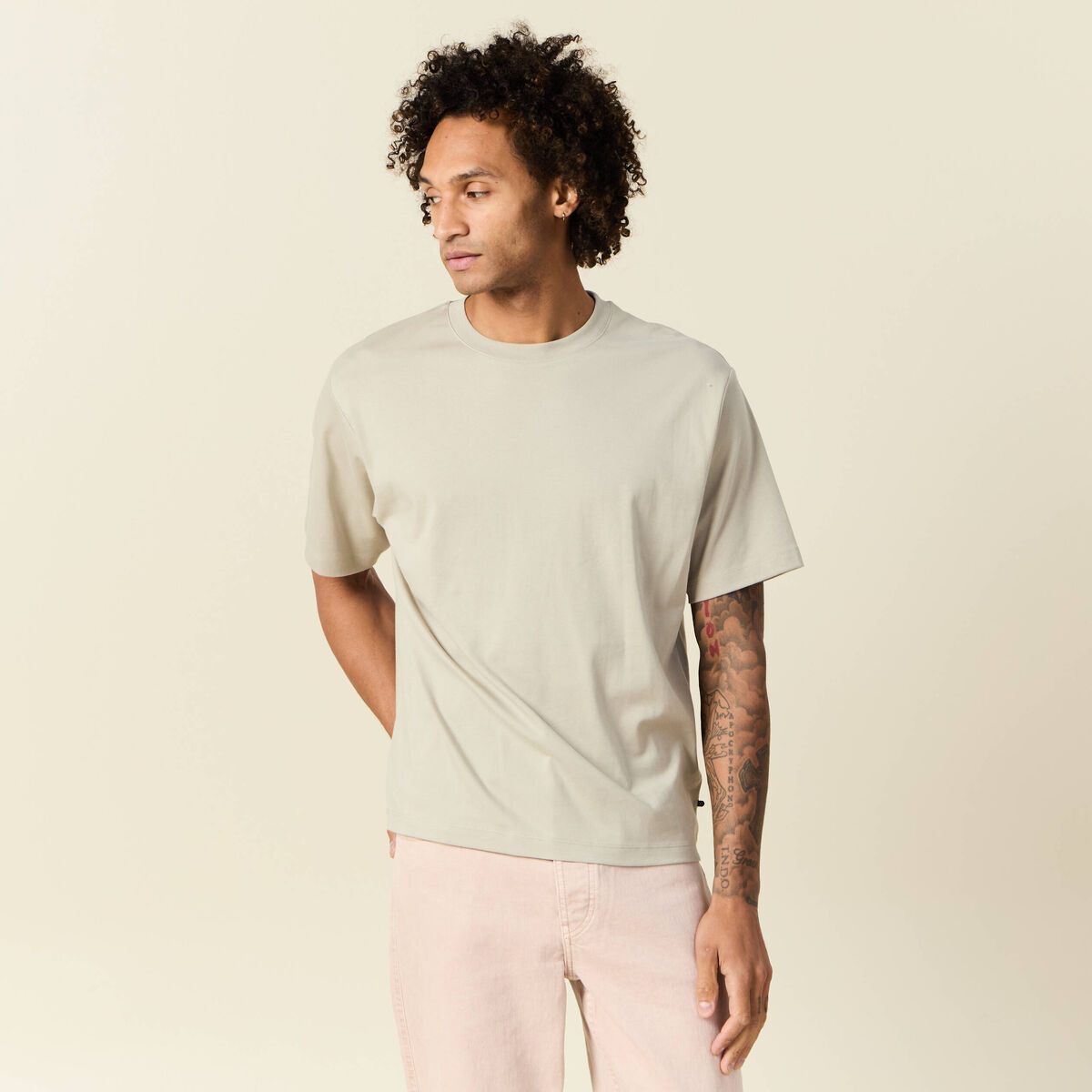 T-shirt manches courtes beige homme