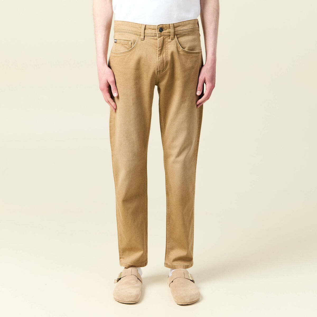 Jeans straight longueur 32 denim camel homme