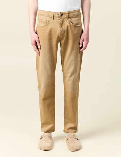 Jeans straight longueur 32 denim camel homme