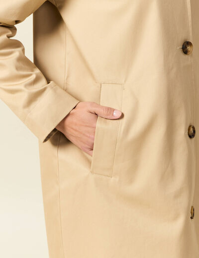Trench long enduit beige femme