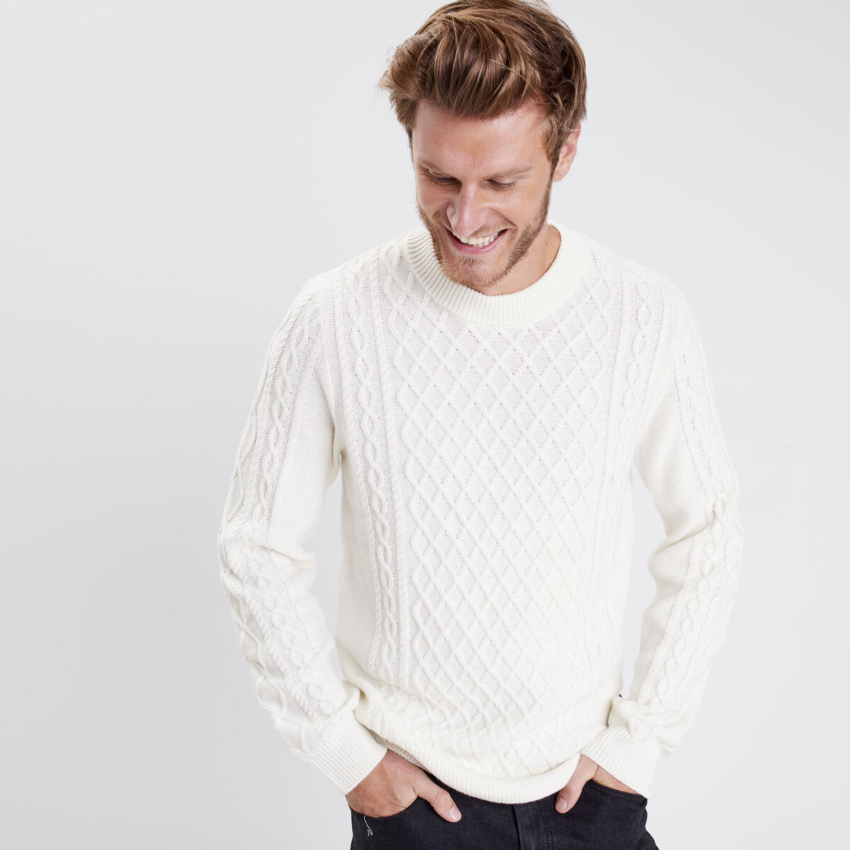 Pull éco-responsable ecru homme