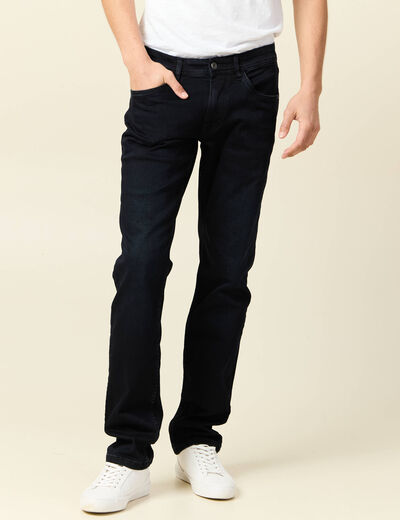 Jeans straight 5 poches denim blue black homme