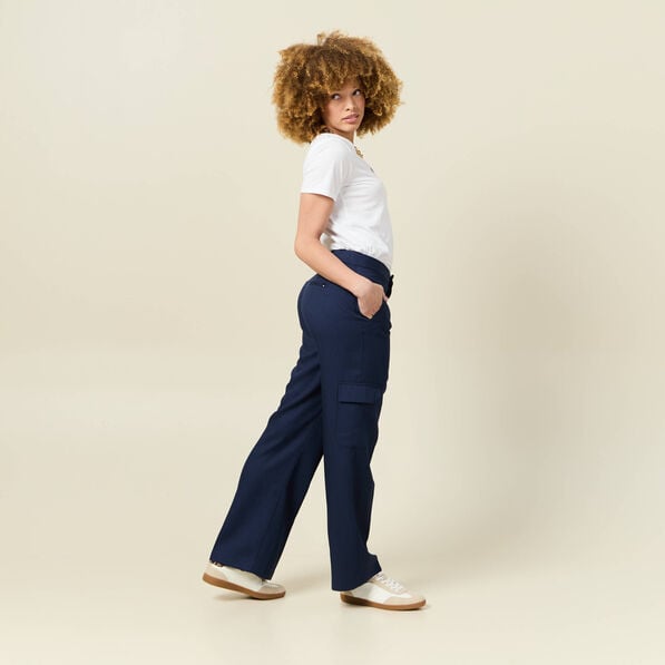 pantalon cargo straight bleu marine femme Pantalon cargo straight bleu marine femme