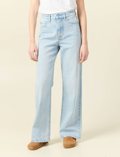 Jeans large éco-responsable denim bleach femme