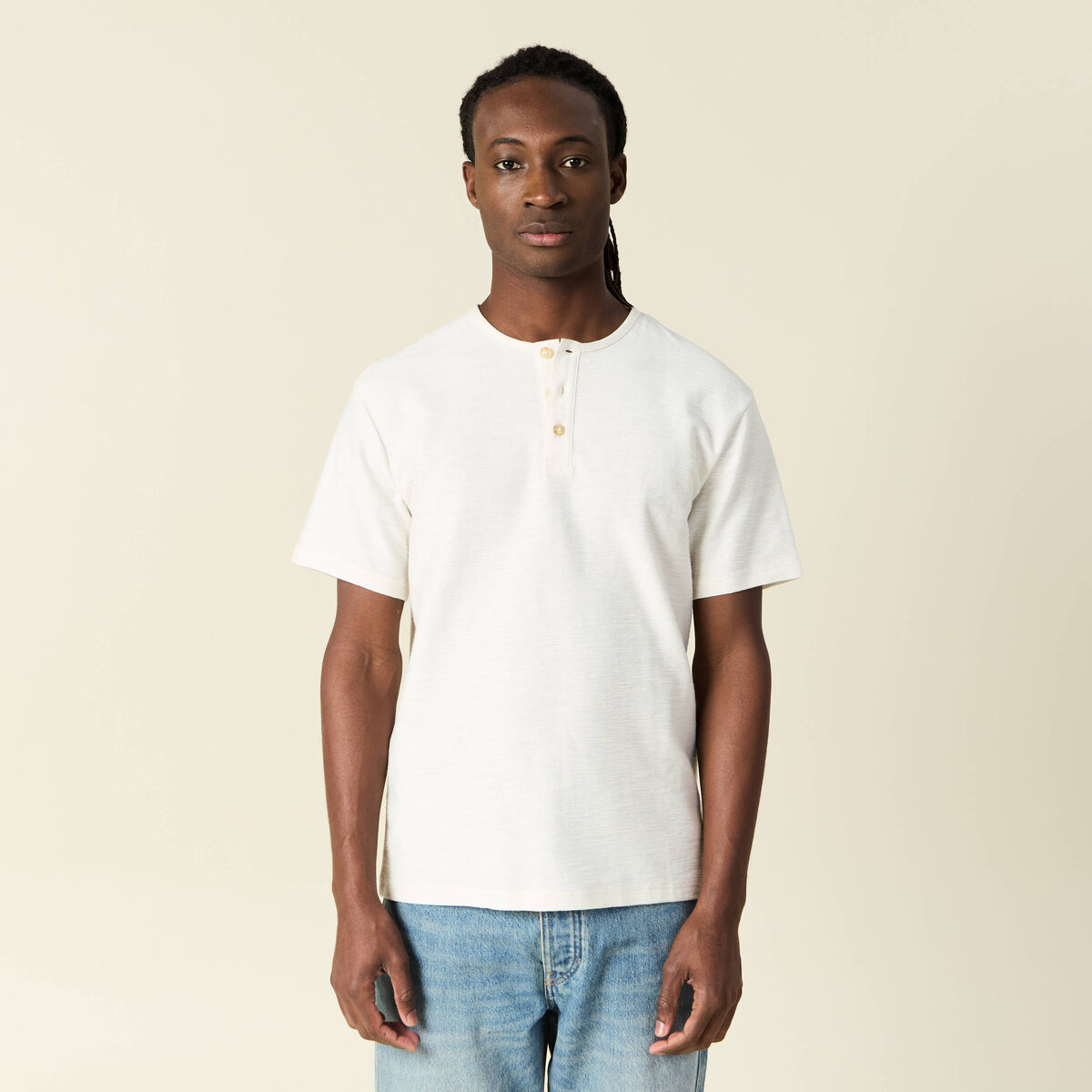 T-shirt manches courtes ecru homme