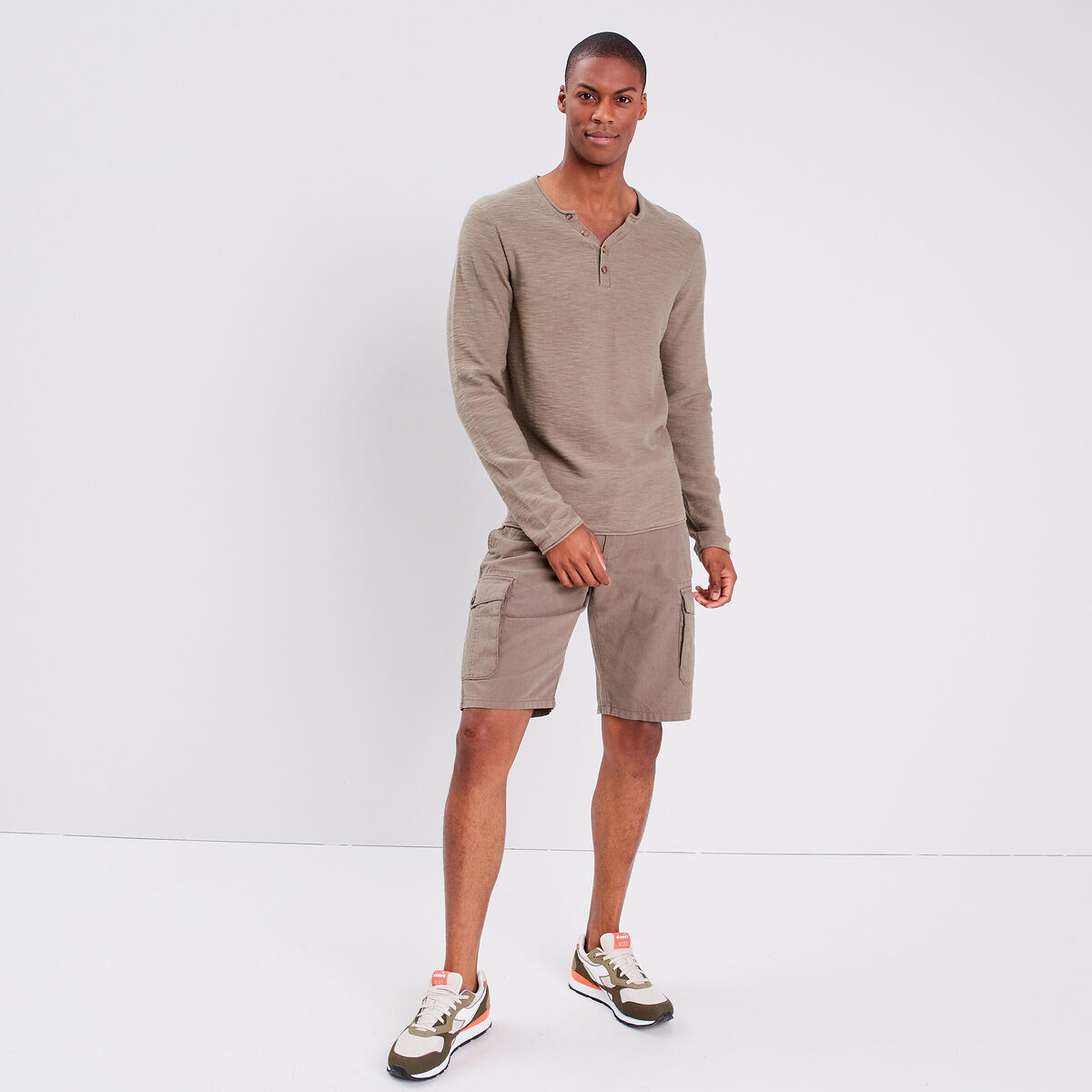 Pull manches longues vert kaki homme