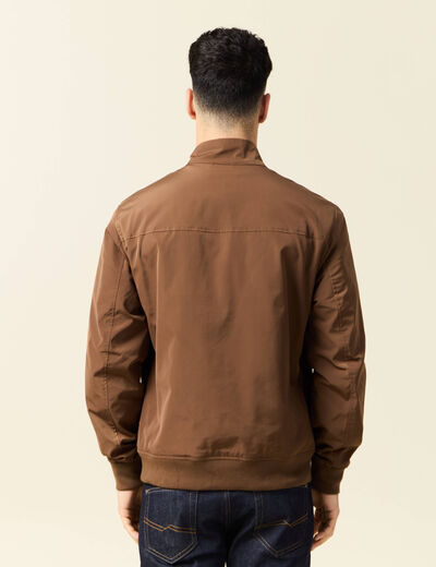 Blouson zippé col montant marron homme