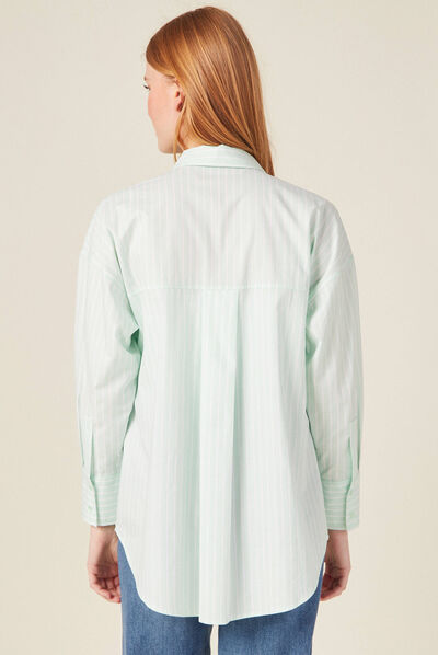 Chemise manches longues vert pastel femme
