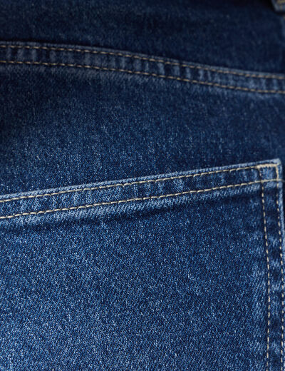 Jeans straight taille haute denim brut femme