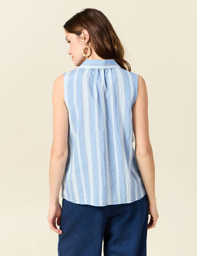 Chemise sans manches bleu femme