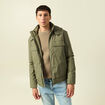 Blouson capuche doublure vert kaki homme