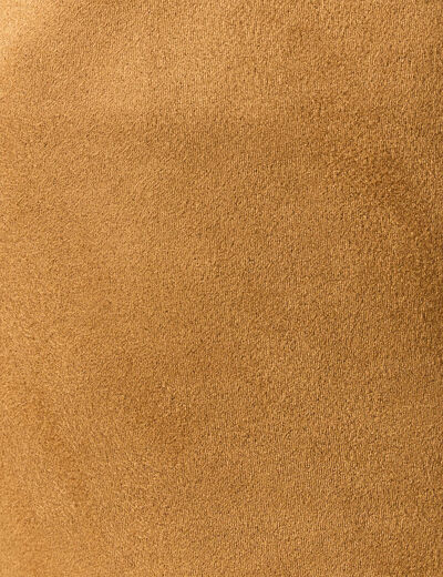 Short droit ceinturé suédine marron femme