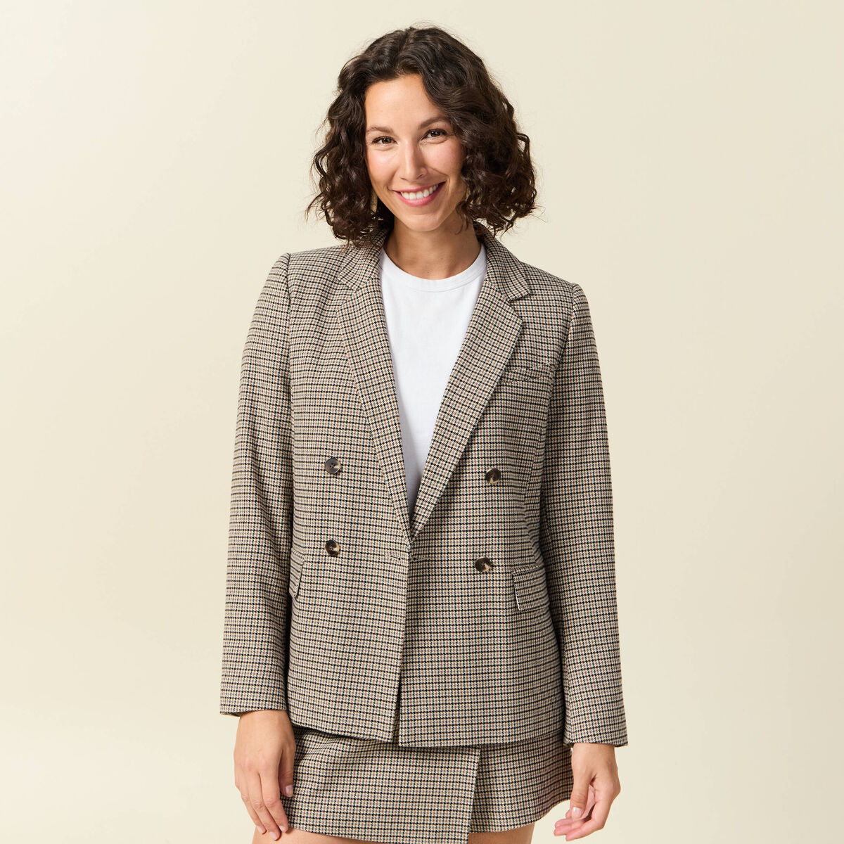 Blazer manches longues col tailleur noir femme