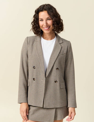 Blazer manches longues col tailleur noir femme