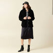 Manteau surchemise droit noir femme