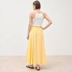 Jupe longue &eacute;vas&eacute;e en coton doubl&eacute;e jaune clair femme