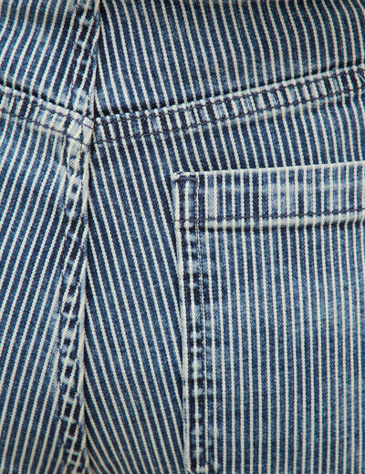 Pantalon large &agrave; pont taille haute denim used femme