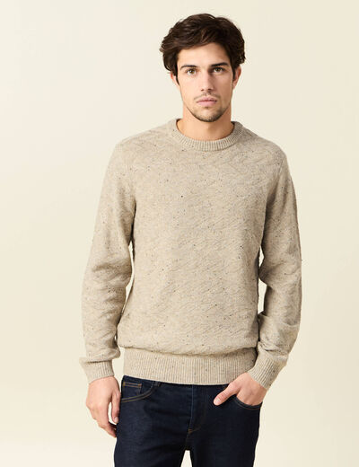 Pull manches longues beige homme
