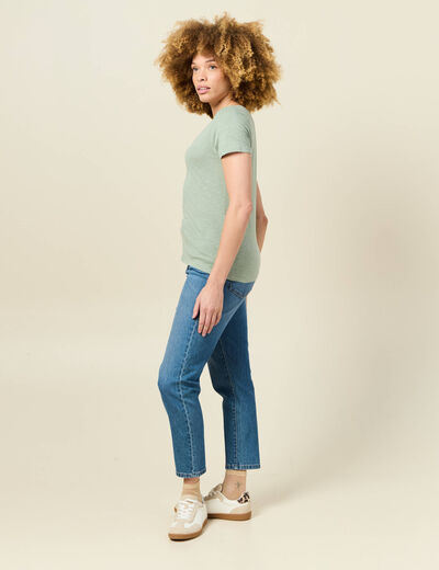 T-shirt manches courtes vert kaki femme