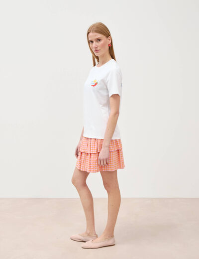 T-shirt en coton manches courtes blanc femme