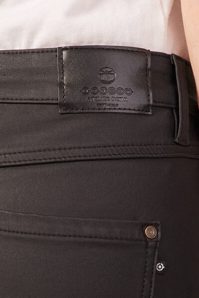 Jeans bootcut enduit 7/8ème denim noir enduit femme