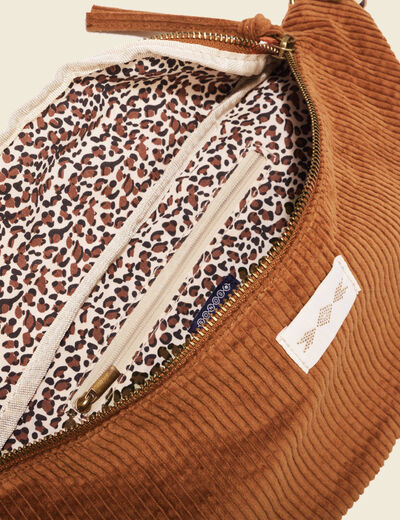 Sac banane velours côtelé marron femme