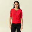 Gilet manches coude col rond rouge fonc&eacute; femme