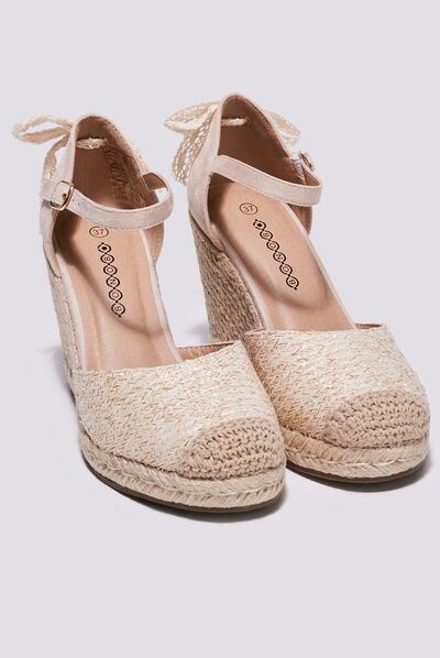Espadrilles compensées ecru femme