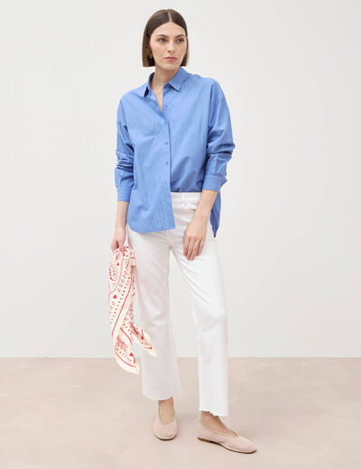 Jeans bootcut cropped taille bascul&eacute;e denim blanc femme