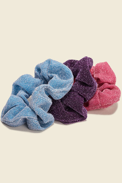 Lot 3 chouchous métallisés multicolore femme