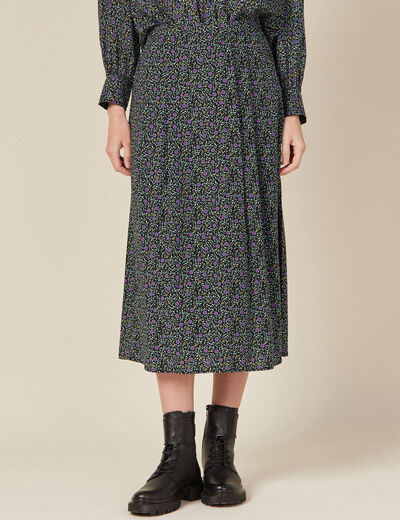 Jupe longue évasée noir femme