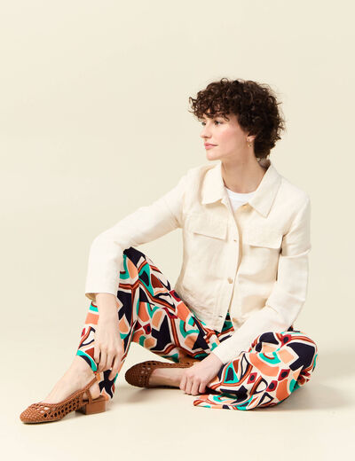 Pantalon large fluide orange femme