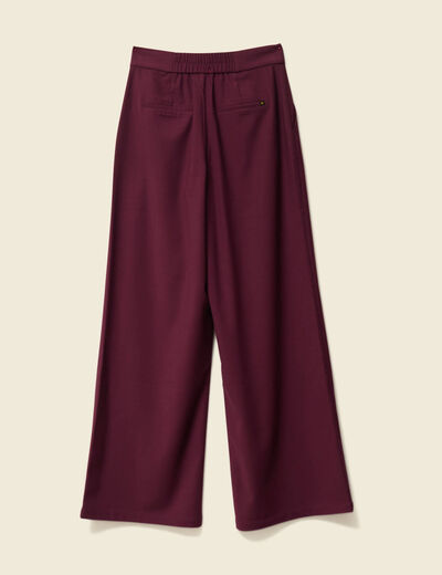 Pantalon large taille haute prune femme
