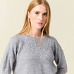 Pull manches longues gris clair femme